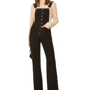 Reformation Black Wide-Leg Denim Overalls